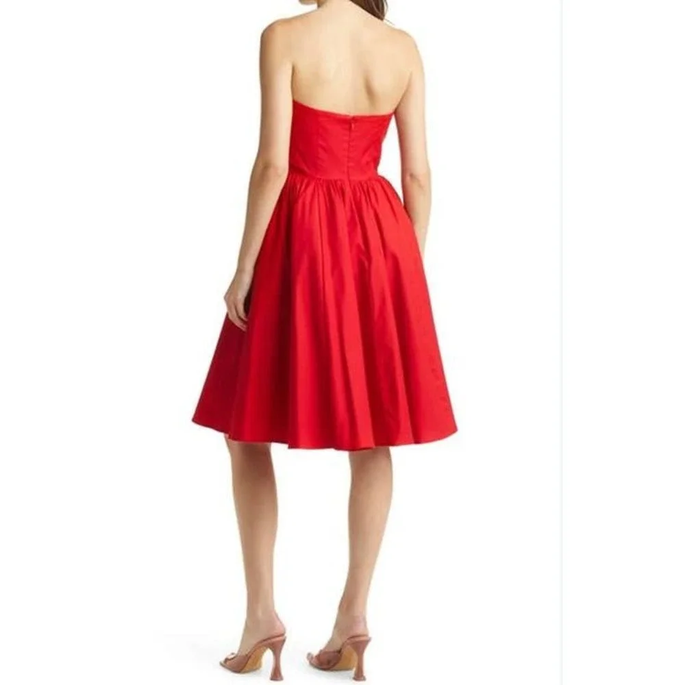 NWT! Reformation Fit & Flare Buttercup Strapless Midi Dress Cherry SIZE-10 - Picture 2 of 7